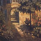 Courtyard Canvas Paintings - Courtyard in Provence